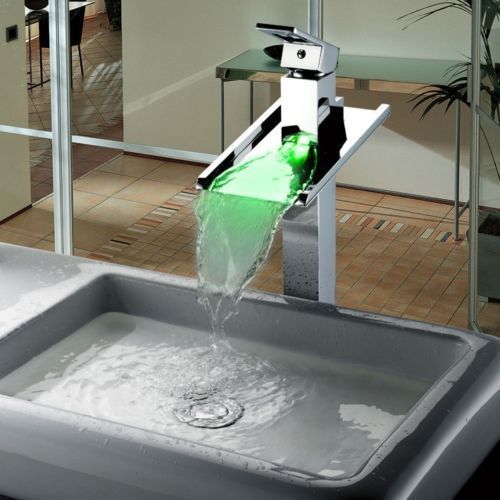 deck mounted LED waterfall single-in sink faucet mixer tap singlehandle 43556