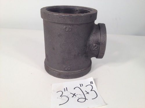 Black steel malleable iron class 150 standard reducing tee 3&#034; x 3&#034; x 2&#034; -#t322 for sale