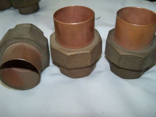 3 Large Copper Union Fittings 1 1/2&#034;