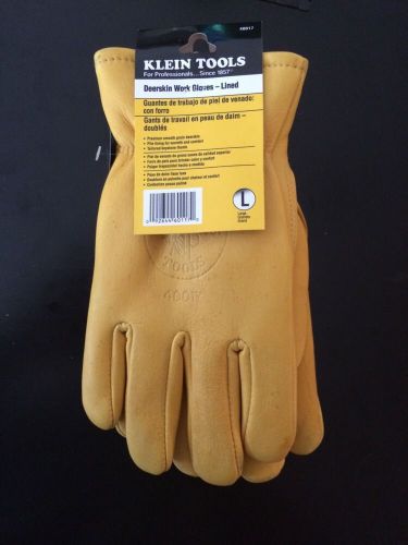 NEW Klein Tools 40017 Lineman Work Gloves, Size Large Deerskin Electrical Gloves