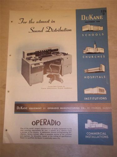 Vtg Operadio Mfg Co Brochure~Dukane PA Public Address/Program Master~Catalog