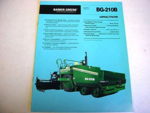 Barber-Greene BG-210B Asphalt Paver Color Brochure                            b2