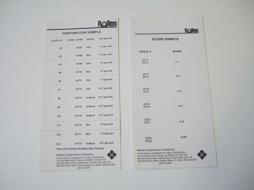 Rollem perforation / score sample cards for sale