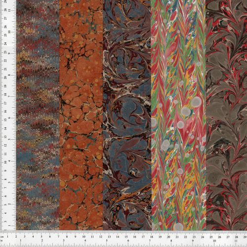 Handmade Marbled Paper Set of 5, 15x60cm 6x24in Scrapbooking Crafts Supplies