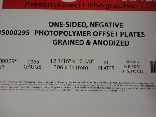 One Sided Photopolymer Offset Plates, .0055 12-1/16&#034; x 17-3/8&#034;, 10 Count, Legend