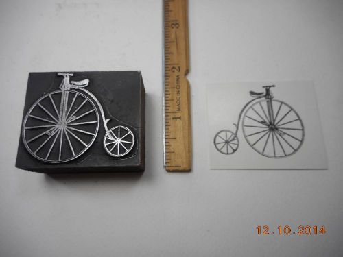 Letterpress Printing Printers Block, High Wheel Bicycle