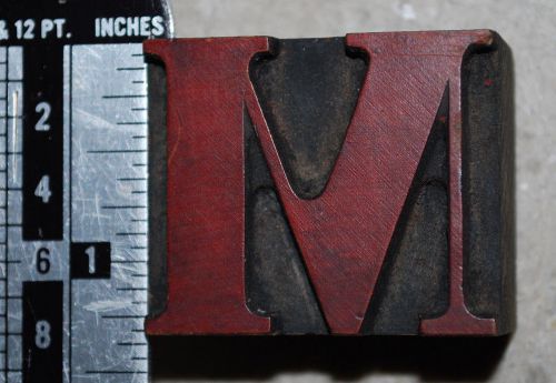 Vintage / Antique Letterpress Wood Printer&#039;s Type &#034;M&#034;, 1 5/16&#034; tall, 8 line