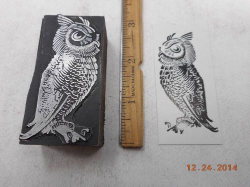 Letterpress Printing Printers Block, Owl Bird, side View