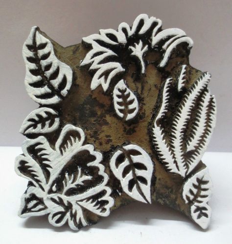 INDIAN WOODEN TEXTILE PRINTING FABRIC BLOCK STAMP UNIQUE CARVING BOLD DESIGN