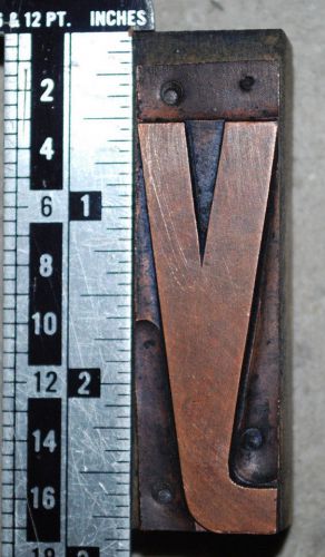 Vintage / Antique Letterpress Metal on wood  Printer&#039;s Type y,  2 13/16&#034; tall
