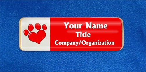 Paw print heart custom personalized name tag badge id red pets vet shop shelter for sale