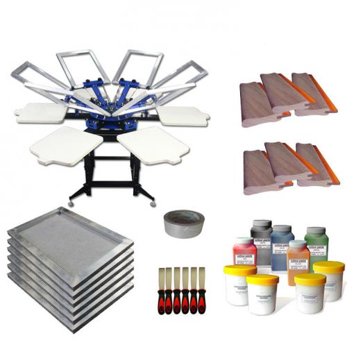 6-6 Color Silk Screen Printing Machine Press Squeegee Waterbased Ink Scraper Kit
