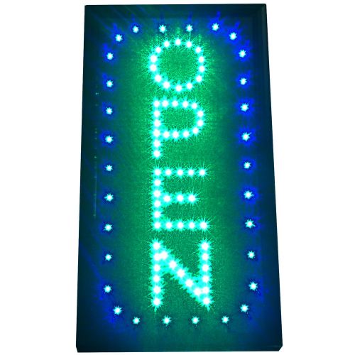 Green animated OPEN store shop LED sign VERTICAL bar pub cafe neon Display Light