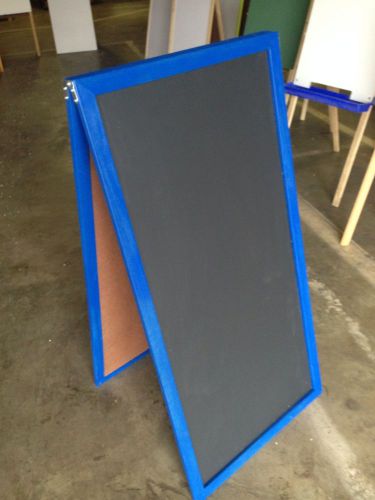 Sidewalk Sign Display Black Chalkboard  promo 36 X 24 Deep Blue Hardwood Frame
