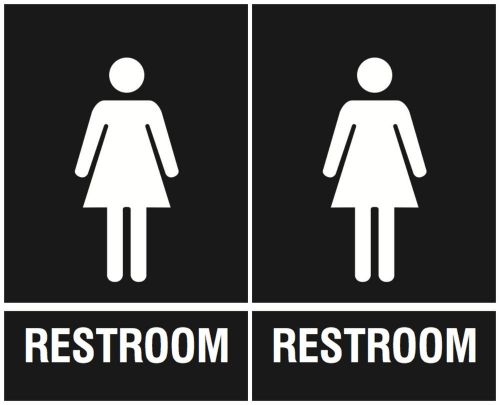 Restroom Information Sign Black Girl Restroom Women Room Set Of Two Plastic Sign
