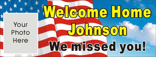 1.6ftX4ft Personalized Military US Army Soldier Marine Navy Welcome Home Banner