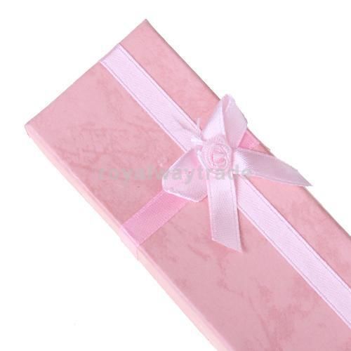 12x Present Gift Case Box for Pack Jewelry Necklace Bracelet Watch-Pink-19x4x2cm