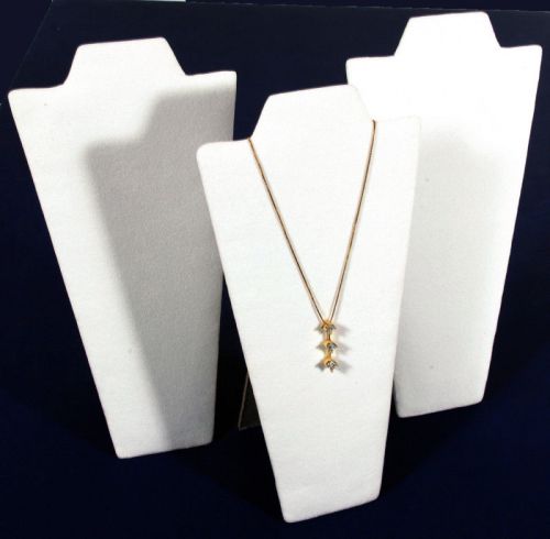 3 White Velvet Pendant Necklace Jewelry Display 9&#034;