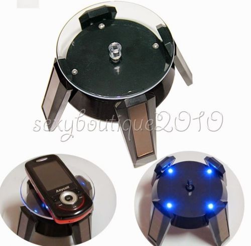 Solar energy powered rotating turntable jewellery mobile display stand led light for sale