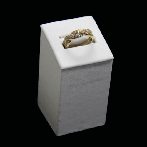 Ring Display Single Large Column White Faux Leather