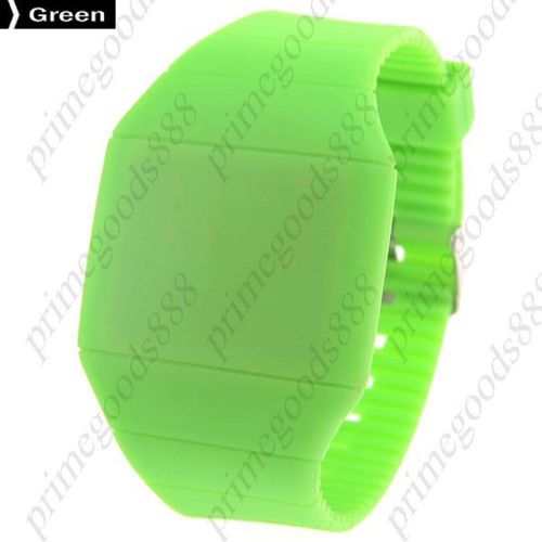 Touch screen unisex led digital watch wrist watch gum strap in green for sale