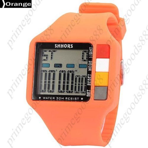 Digital Stopwatch Date Alarm Silica Gel Free Shipping Men&#039;s Wristwatch Orange