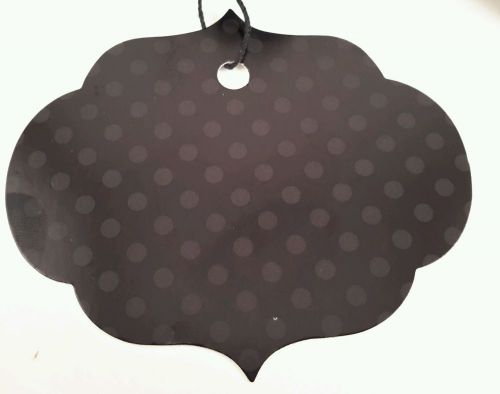100 1 1/2  x 1 1/2&#034; small ornate oval polka dot print price tags with string