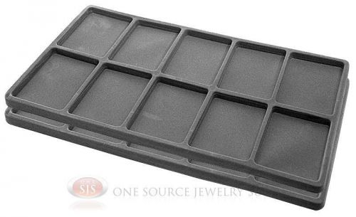 2 Gray Insert Tray Liners W/ 10 Compartments Drawer Organizer Jewelry Displays