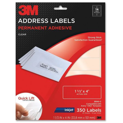 3m Permanent Adhesive Clear Inkjet Mailing Labels - 350 per Pack MMM 3500C