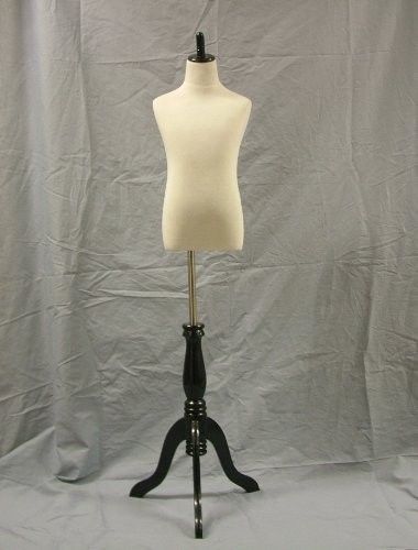 20&#034;19&#034;20&#034; WHITE CHILD MANNEQUIN FRENCH DRESS FORM W/ BLACK TRIPOD BASE (XS)