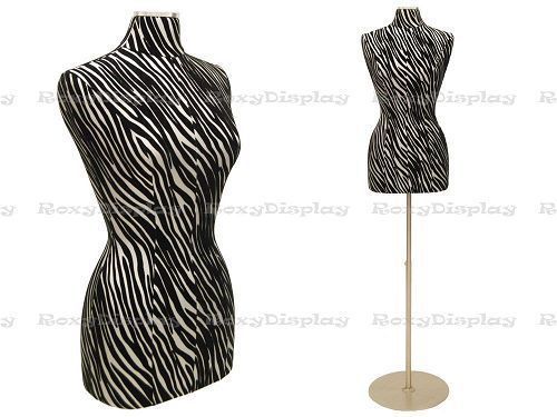 Female Size 6/8 Zebra Pattern Cover Dress Form Mannequin #JF-F6/8PU-ZB+BS-04