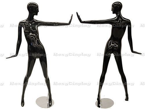 Female Fiberglass Glossy Black Mannequin Eye Catching Abstract Style #MD-XD06BK