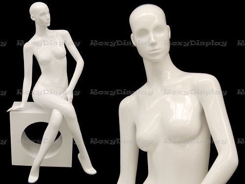 Fiberglass female mannequin high glossy white abstract fashion style #mc-anna06 for sale