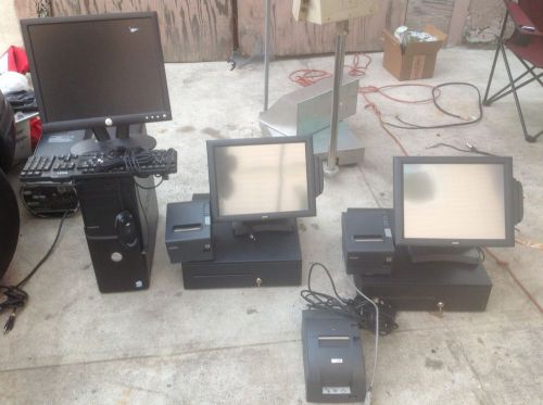 J2 615 2 terminal pos system w/3 printers &amp; 2 cash drawers for sale