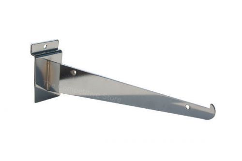 14&#034; Chrome Slatwall Knife Shelf Brackets W/ Lip - 24 Pcs - Fits All Slat Panels