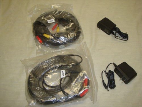 2X 100&#039; SECURITY CAMERA VIDEO/POWER EXTENSION CABLES + 2 POWER ADAPTERS