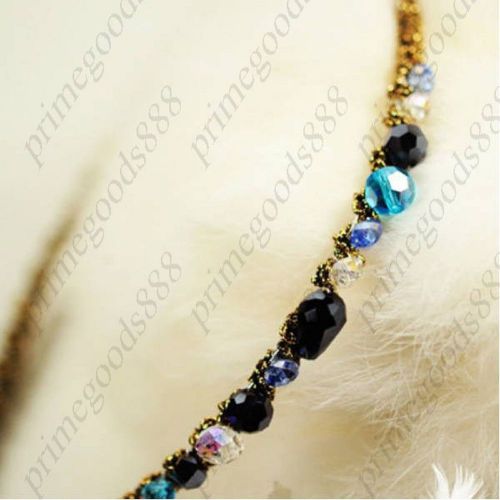 Sweet Beaded Crystal Hair Clasp Hairpin Pin Band Beads Bead Free Shipping Blue