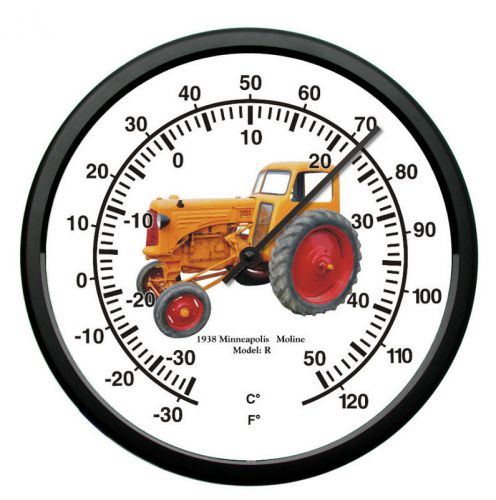 New MINNEAPOLIS MOLINE Thermometer 10 Round Vintage 1938 Model R Tractor Vehicle