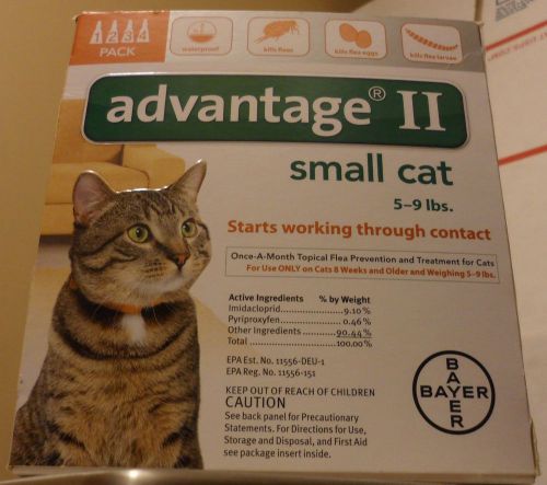Advantage II Small Cat, Orange, 5 lb - 9 lb, 4 count BRAND NEW SEALED