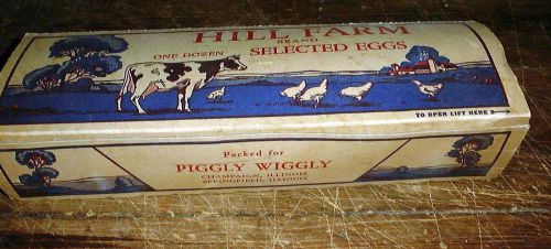 VINTAGE PIGGLY WIGGLY  STORE SPRINGFIELD CHAMPAIGN ILL 1940 CHICKEN EGG CARTON