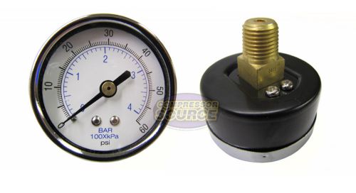1/4&#034; npt air compressor / hydraulic pressure gauge 0-60 psi 2&#034; face back mount for sale