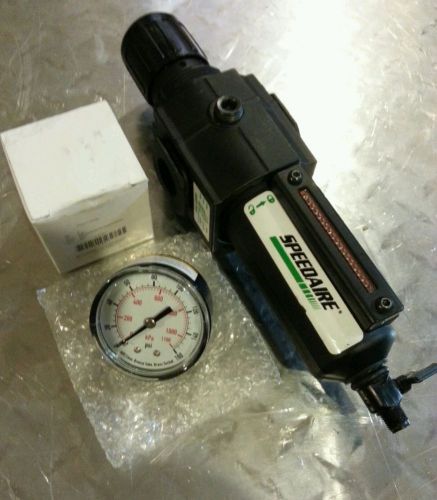 Speedaire 4ZK90 1/2&#034;npt Filter-Regulator Air compressor , &amp; New Gauge 0-160psi