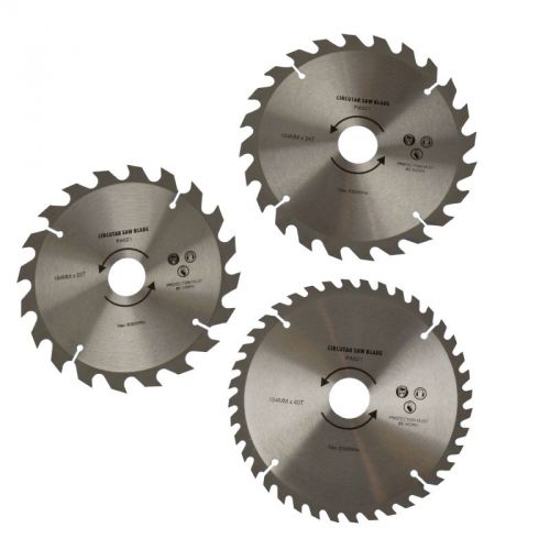 3pc 184mm TCT circular saw blades 20 / 24 and 40 teeth 30mm Bore Reducers TE663