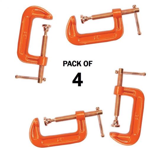 Pack of 4 cast iron 4&#034; 100 mm g clamps wood working welding cramps copper plated for sale