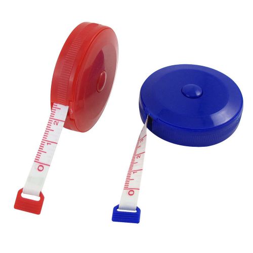 2 Pcs 1.5M/60&#034; Retractable Ruler Tape Measure Red Blue for Sewing Tailor