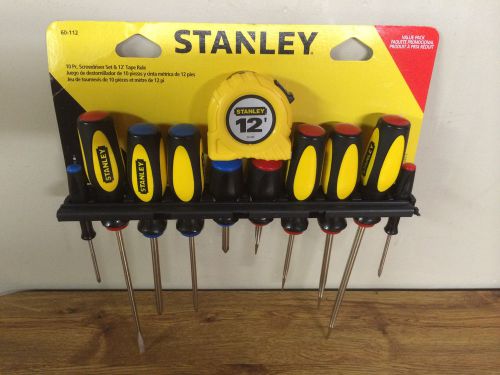 NEW STANLEY FLUTED SCREWDRIVER SET 10Pc W/ TAPE MEASURE  STOCKING STUFFER 60-112