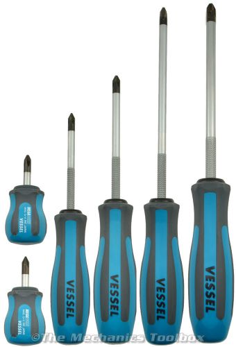 Vessel megadora 6 piece cross point screwdriver set - fits jis &amp; phillips for sale