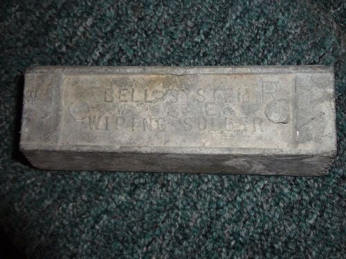 Vintage &#034;bell system e wiping solder&#034; lead soldering 5 lb. bar western electric! for sale
