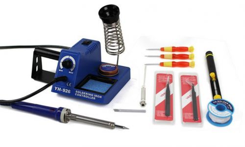 60w adjustable temp soldering iron tips + station+wire+screwdriver+tweezers kits for sale