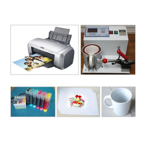 New Mug Cup Heat Press Epson Printer Sublimation Kit, Transfer Paper Package